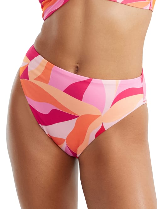 Shop Sanctuary Swim Shell Abstract High-waist Bikini Bottom In Island Pink