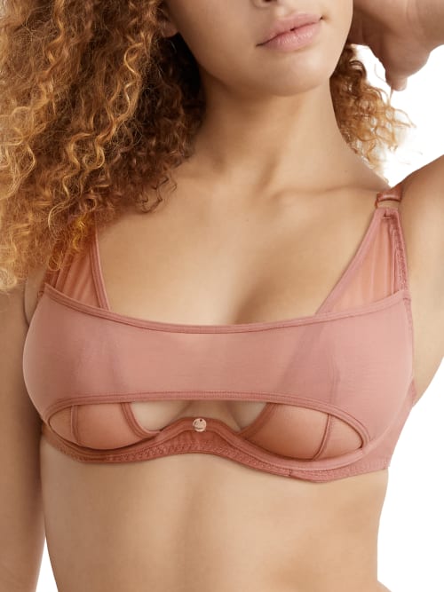 Shop Scantilly By Curvy Kate Peep Show Deep Plunge Bra In Dusty Rose