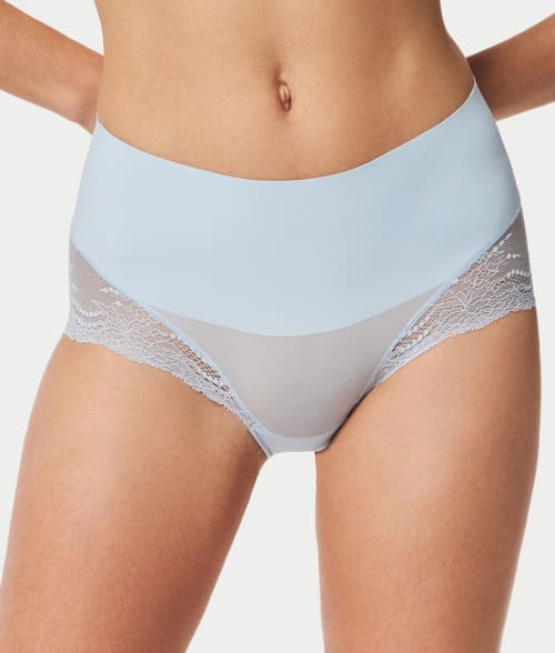 Spanx Undie-tectable® Lace Hi-hipster Trouseries In Oxford Blue
