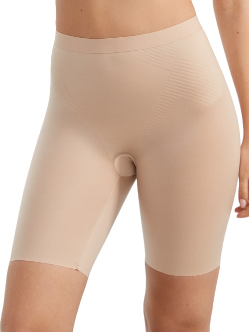 Spanx Thinstincts 2.0 Firm Control Mid-thigh Shaper In Tan