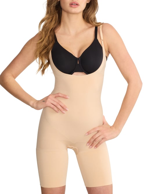 Shop Spanx Everyday Open Bust Thigh Shaper In Soft Nude