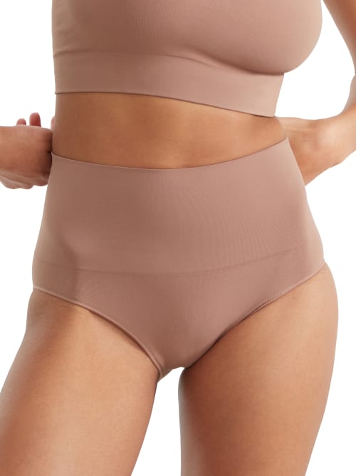 Shop Spanx Ecocare High-waist Firm Control Brief In Cafe Au Lait