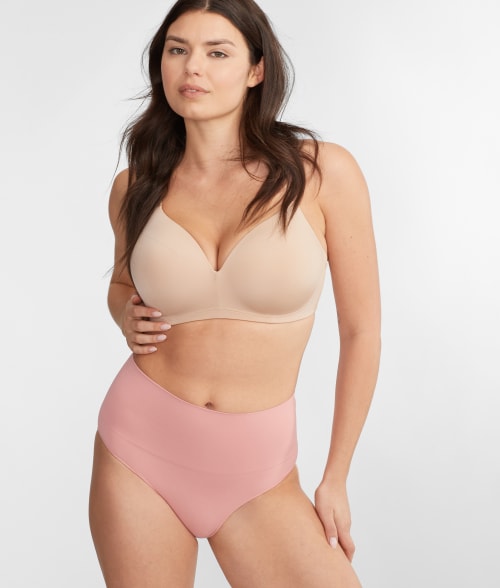 Shop Spanx Ecocare High-waist Firm Control Brief In Camellia Pink