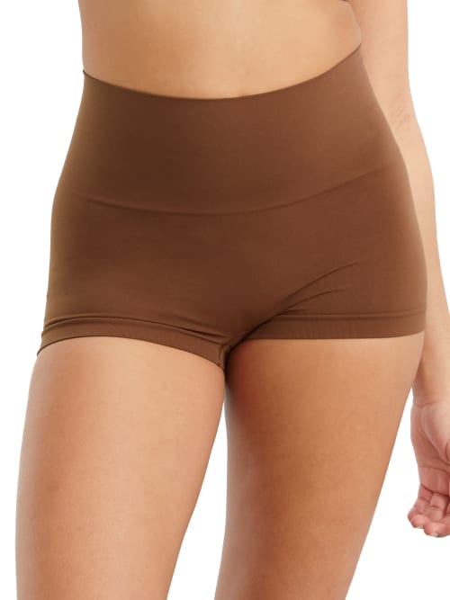 Spanx Ecocare High-rise Stretch-woven Boxer Briefs In Chestnut Brown