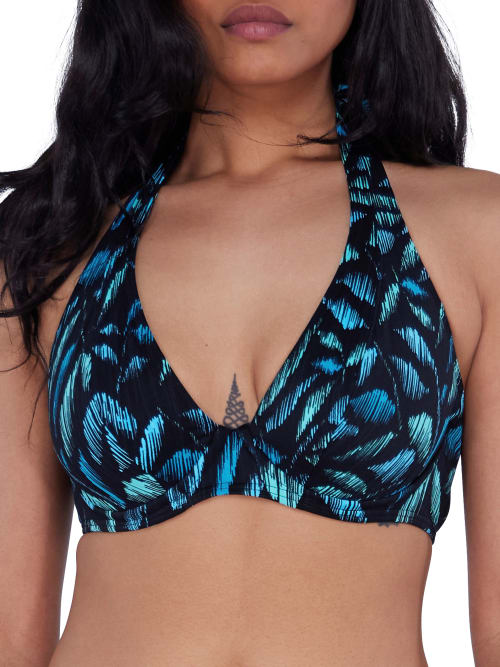 Sunsets Printed Muse Halter Bikini Top In Cascade Seagrass