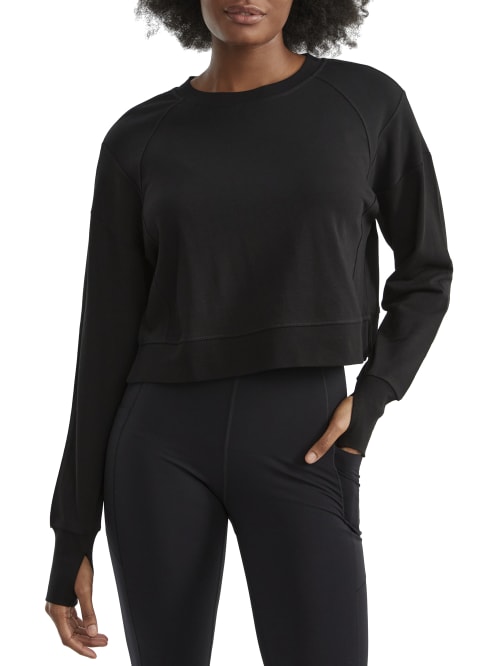 Sweaty Betty Run Crewneck Performance Sweatshirt In Black