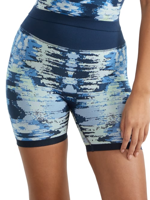 Shop Sweaty Betty Glitch Seamless Shorts In Blue Glitch Jacquard