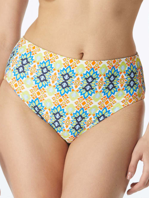 Grecian Tile Verso High-Waist Reversible Bikini Bottom