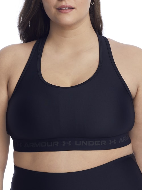 Under Armour Plus Size Mid Impact Crossback Wire-free Sports Bra In Black