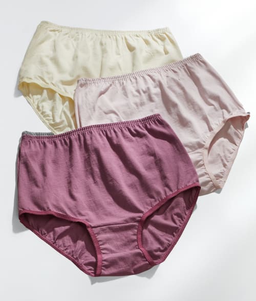 Vanity Fair Perfectly Yours Cotton Brief 3-pack In Yellow,nude,wine