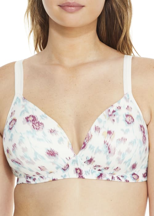 Warner's Elements Of Bliss Lift Wire-free Bra In Canal Blue Petals
