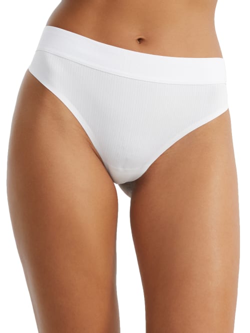 Shop Wolford Beauty Cotton Thong In Pearl White