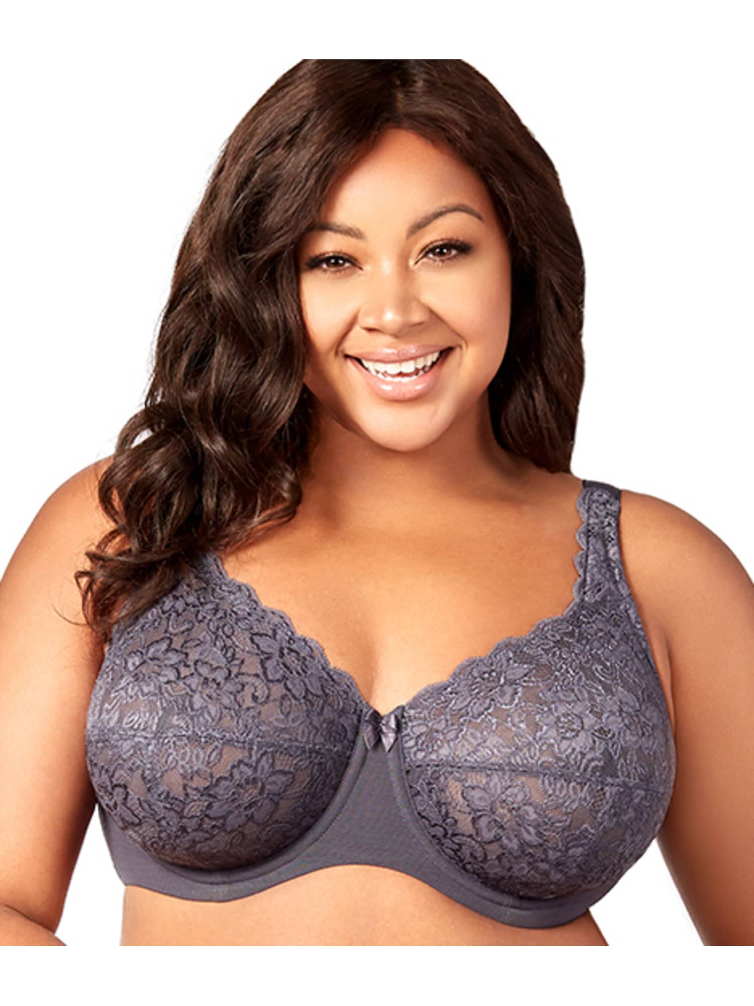 Elila GREY Full Coverage Stretch Lace Underwire Bra US 46H UK 46FF for sale  online