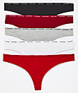 Calvin Klein Women's 5-Pack Signature Cotton Bikini, Red Gala