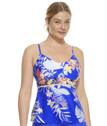 24th & Ocean Laguna Tropical Adjustable Coverage Tankini Top & Reviews ...