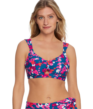 Birdsong Midnight Poppy Tie Front Bikini Top & Reviews