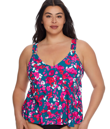 Birdsong Plus Size Midnight Poppy Flyaway Underwire Tankini Top ...