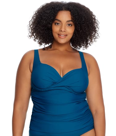 Birdsong Plus Size Deep Ocean Shirred Underwire Tankini Top & Reviews ...