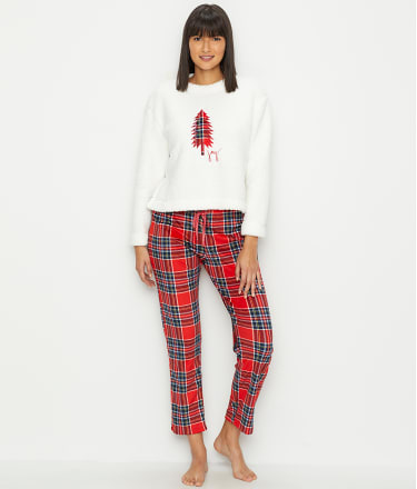 ED Ellen DeGeneres Plaid Joy Sherpa Pajama Set & Reviews | Bare ...