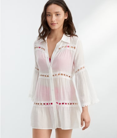 Elan Eyelet Button-Down Cover-Up Dress & Reviews | Bare Necessities ...