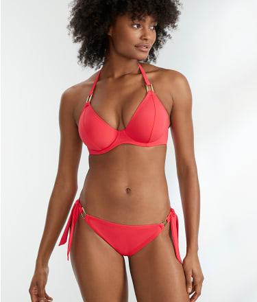 Miss Mandalay Swimwear - Boudoir Beach Hibiscus Red Tieside Bikini Briefs -  XS
