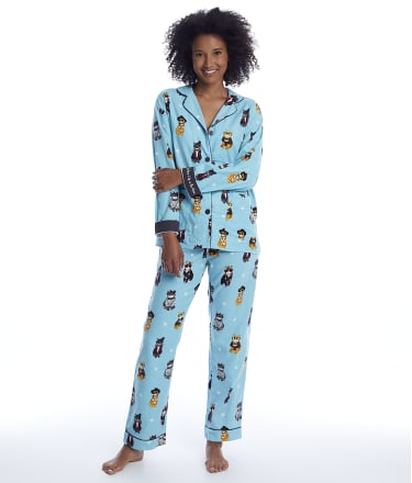 The Cat's Pajamas Women's Saucy Cat Flannel Pajama Set