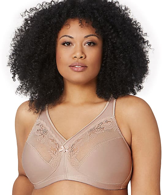 Glamorise MagicLift Wire-Free Minimizer Bra in Cafe(Front Views) 1003 D-G