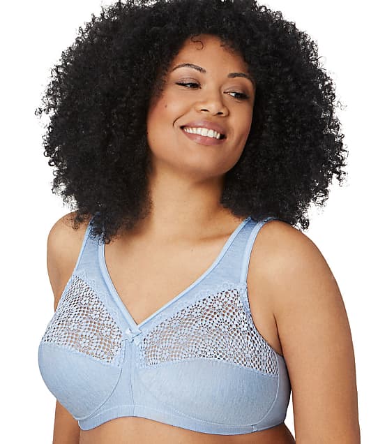 Glamorise MagicLift Wire-Free Moisture Control Bra in Light Blue Heather(Full Sets) 1064