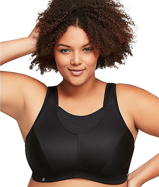 Glamorise No-Bounce Cami Elite Wire-Free Sports Bra in Black(Front Views) 1067