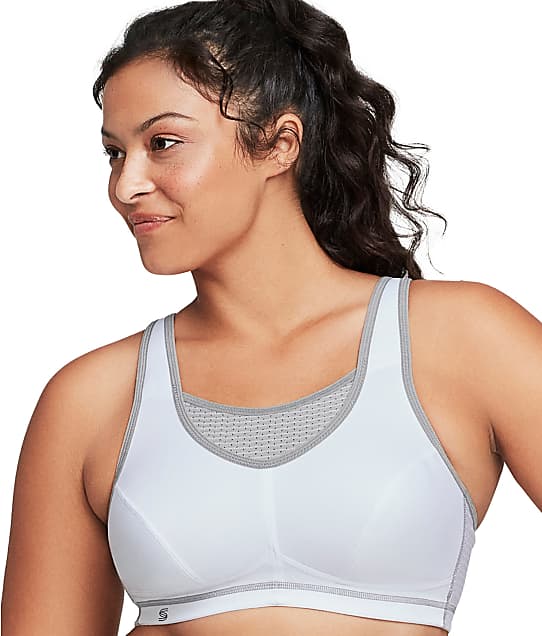 Glamorise No-Bounce Cami Elite Wire-Free Sports Bra in White / Grey(Front Views) 1067