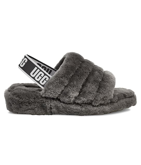 UGG Fluff Yeah Slides in Charcoal(Front Views) 1095119-CHRL
