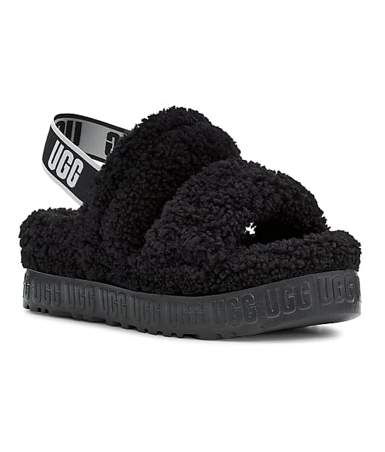 UGG Oh Fluffita Slides in Black(Front Views) 1120876