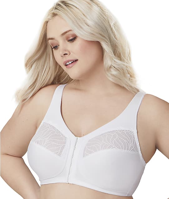 Glamorise Magiclift Natural Shape Front-Close Wire-Free Bra in White(Front Views) 1210NEW