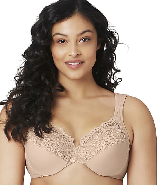 Glamorise Low Cut Wonderwire Lace Bra in Cafe(Front Views) 1240