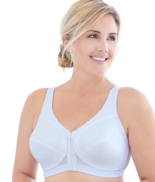 Glamorise MagicLift Front-Close Posture Back Wire-Free Bra in White(Front Views) 1265
