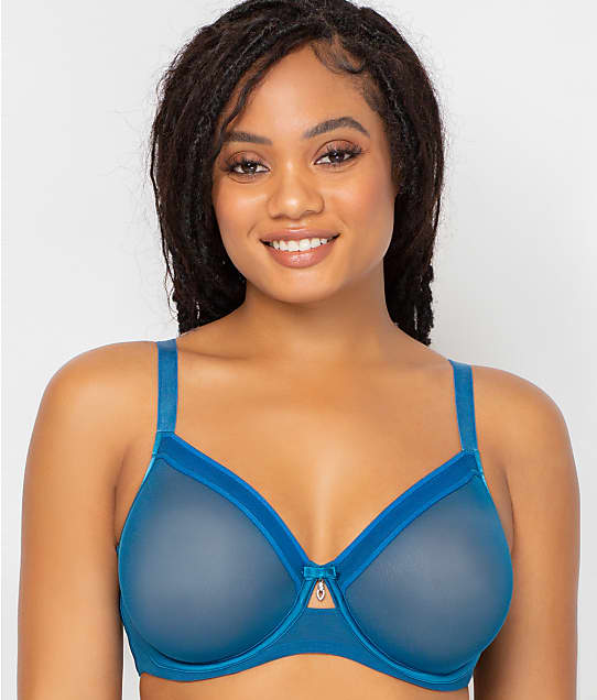 Curvy Couture All You Mesh Bra in Sapphire(Front Views) 1311