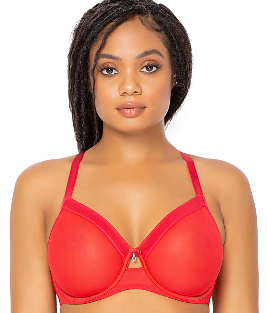 Curvy Couture All You Mesh Bra in Diva Red(Front Views) 1311