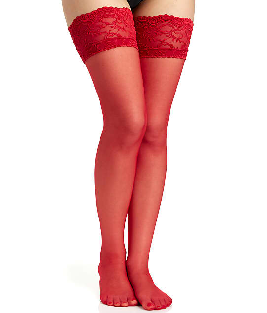 Berkshire Lace Top Stockings in Red Lacquer(More Views) 1361