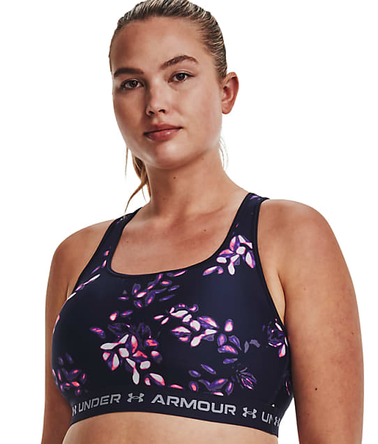 Under Armour Plus Size Mid Impact Crossback Wire-Free Sports Bra in Navy / Purple 1362899