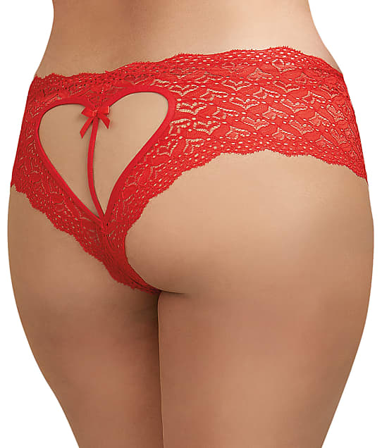 Dreamgirl Plus Size Sweetheart Crotchless Boyshort in Red 1442X