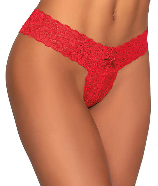 Dreamgirl Crotchless Thong in Red(Front Views) 1472