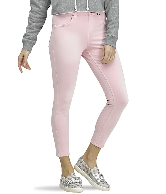 HUE Denim High-Waist Skimmer Pants in Pale Pink Wash 22492