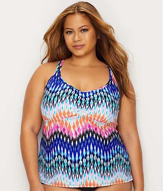 24th & Ocean Plus Size Making Waves Tankini Top & Reviews | Bare ...