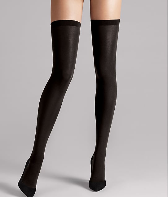 Wolford Fatal 80 Denier Seamless Thigh Highs in Black(Front Views) 280-42