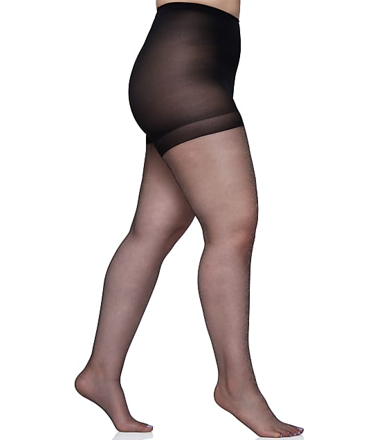 Berkshire Queen Shimmers Control Top Pantyhose in Black(Front Views) 4412