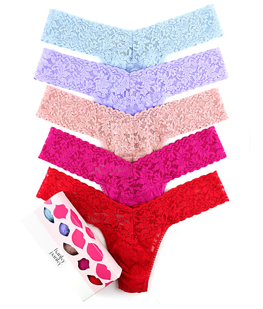 Hanky Panky Signature Lace Low Rise Thong 5-Pack in Valentine Assorted 49VL5BX621