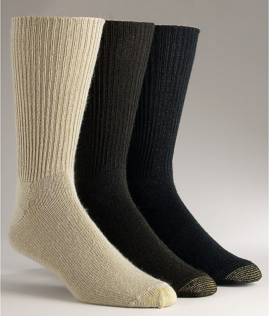 Gold Toe Men's Fluffies Crew Socks 3Pack Extended Sizes & Reviews