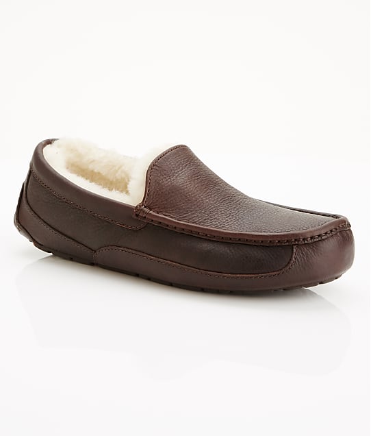 UGG Men's Ascot Leather Slippers in China Tea(Front Views) 5379