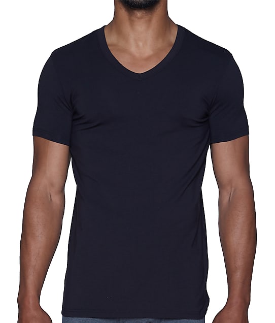 Wood Underwear Modal V-Neck T-Shirt in Black 6000