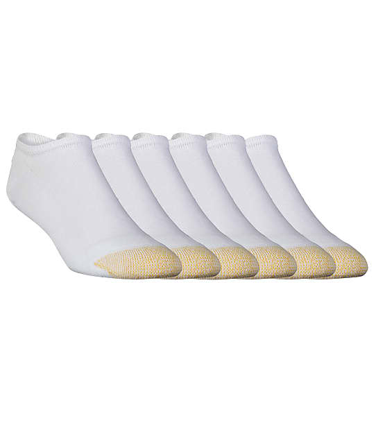Gold Toe Cotton Cushion No Show Socks 6-Pack in White(Front Views) 656F